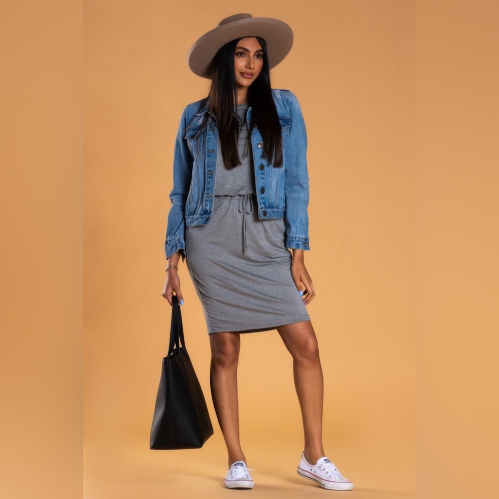 Brigitte Brianna Baseball Tee Grey Dress- size medium